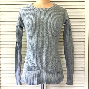 Toms Womens Gray Sweater XS Knit Crew Wool Long Sleeve Fitted Layer Ribbed Top